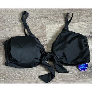NEW Swimsuits For All Bikini Top Size 18 Black‎ Underwire Padded Tie Front